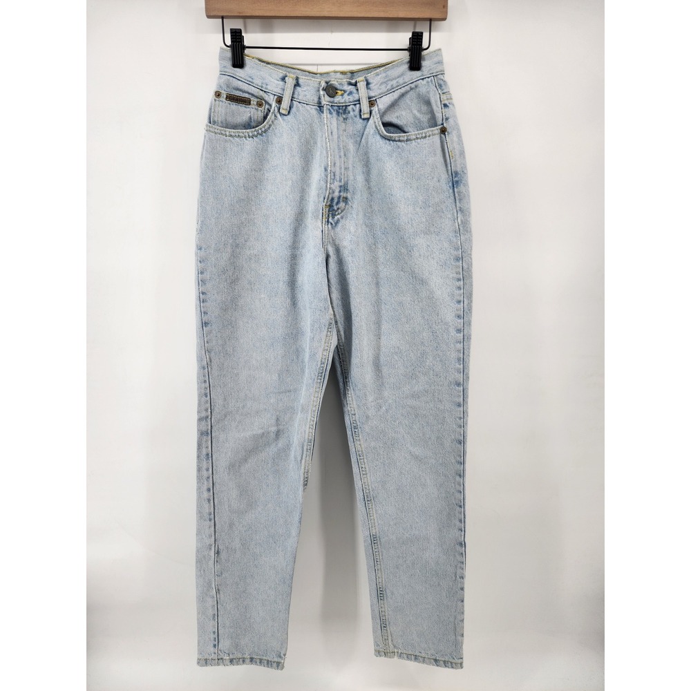 Calvin Klein High Rise Tapered Leg Light Wash Denim Jeans Size 27x30"